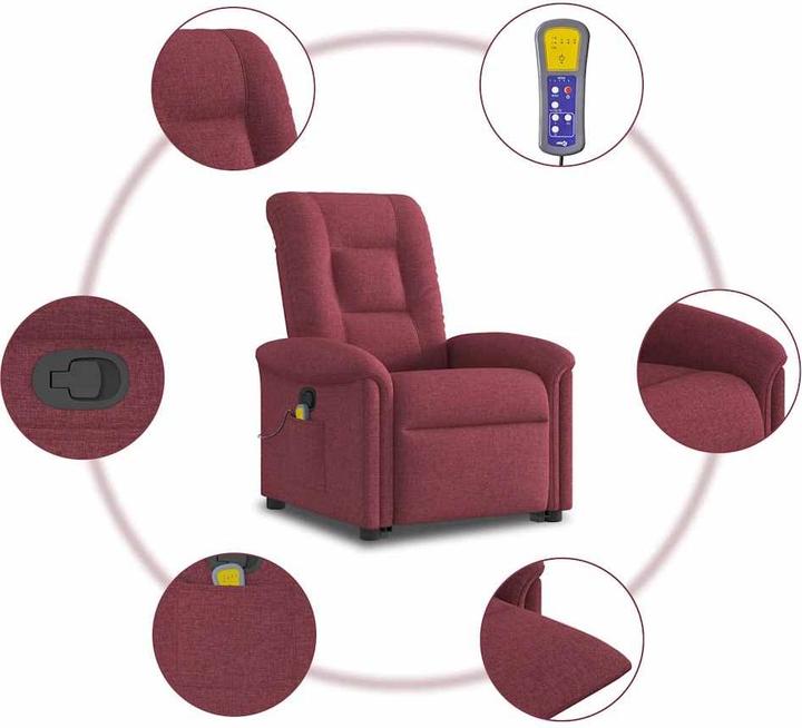 Immagine prodotto VidaXL Poltrona massaggiante con ausilio stand-up in tessuto rosso vino