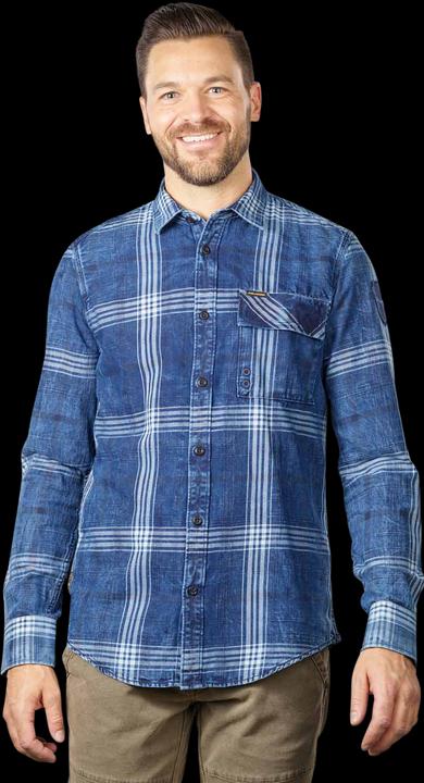 Pme Legend Blue Indigo Shirt Slub Check Real Indigo