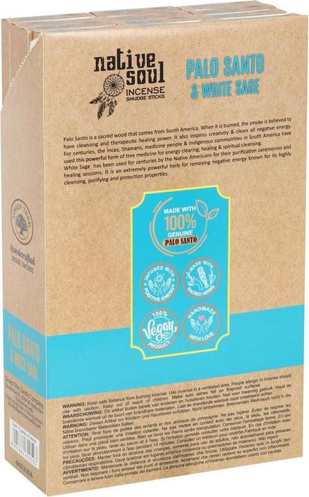 Actual product image Native Soul Palo Santo & White Sage Smudge Incense Sticks (Pack of 96)