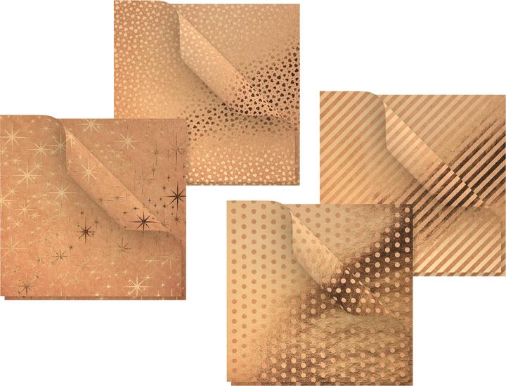 Produktbild Gebrüder Bertels Faltpapier "Kraftpapier Gold", 15 x 15 cm, 32 Blatt (110 g/m², 32 x)