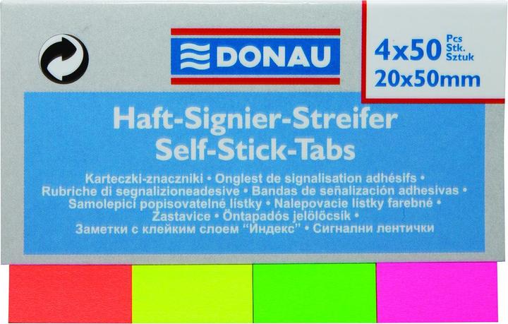 Donau Abheftregister, papier, 20x50mm, 4x50 register, farbig sortiert