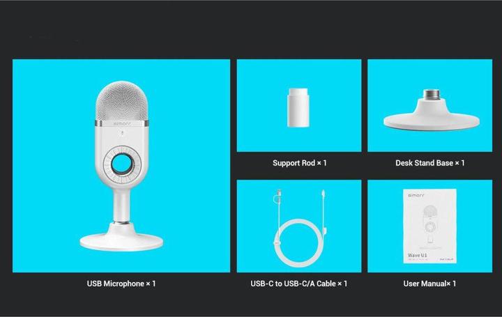 Actual product image SmallRig 3492 Simorr Wave U1 USB Condenser Microphone (White)