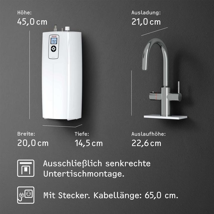 Produktbild Stiebel Eltron HOT 2.6 N Premium + 3in1 b (gebürstet), Heisswassergerät + Wasserhahn für die Küche, TÜV geprüft