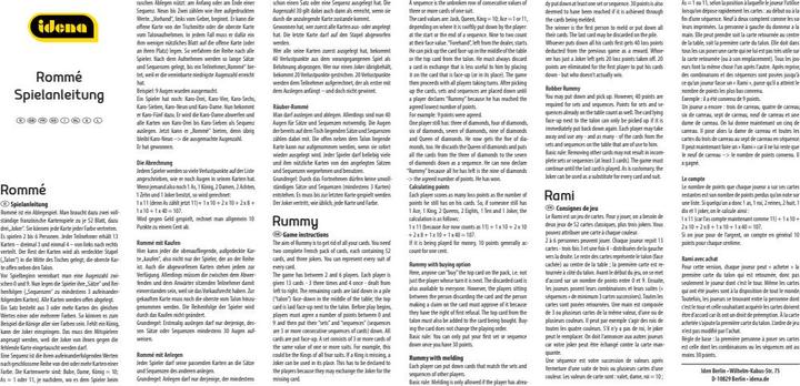 Produktbild Idena Spielkarten Rommé Französches Bild 2x 55 Blatt (Französisch)