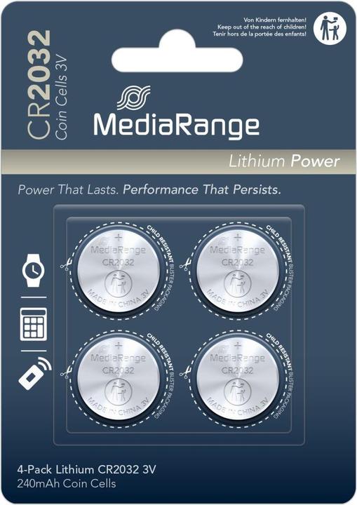 Produktbild MediaRange Cr2032 (4 Stk., CR2032, 220 mAh)