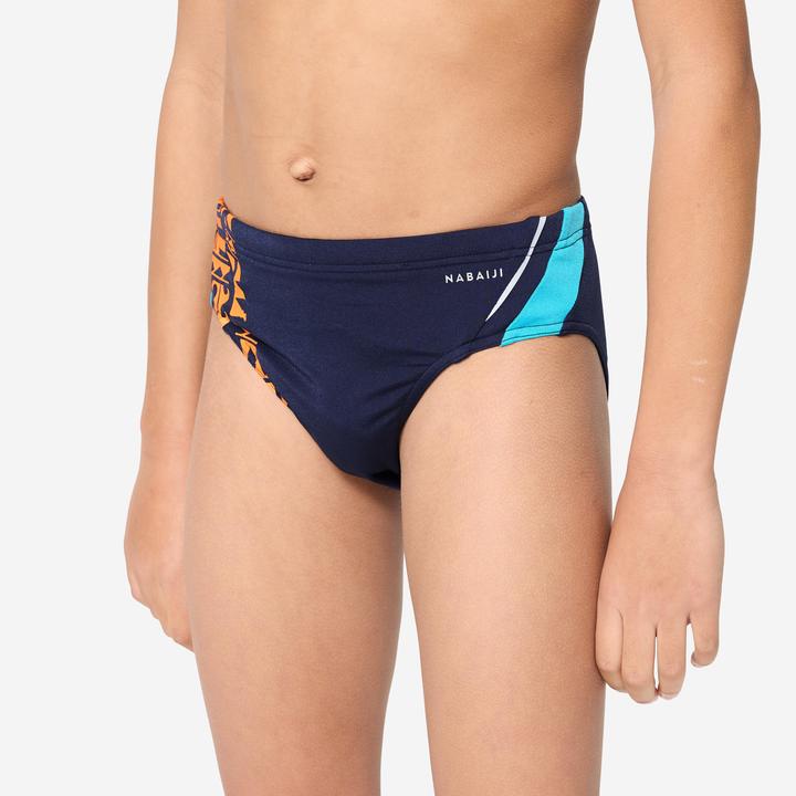 Nabaiji Badehose Slip Jungen - 900 Yoke blau/orange