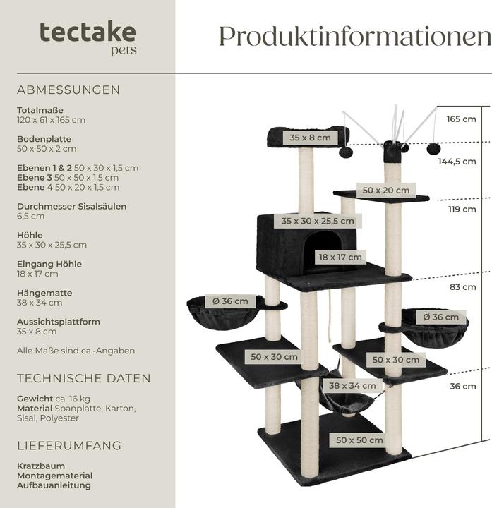 Produktbild tectake Lilou (165 cm, Schwarz)