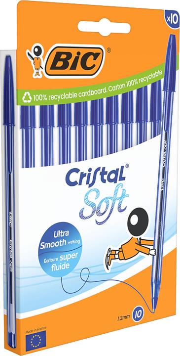 Produktbild Bic Kugelschreiber Cristal Soft transparent Schreibfarbe blau, 10 St. (Blau, Transparent, 10 x)