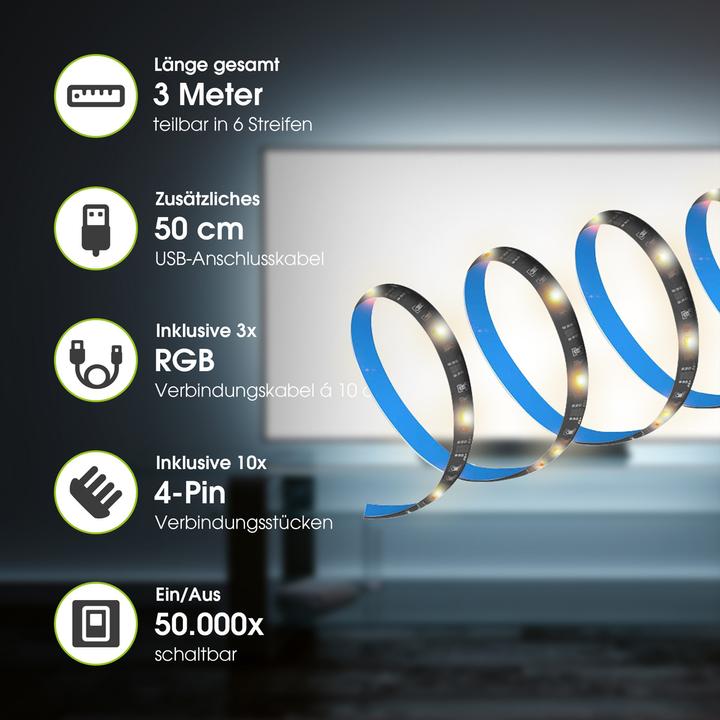 Image du produit Xlayer Echo Bande LED 3m multicolore dimmable (Multicolore, 50 cm, Intérieur)