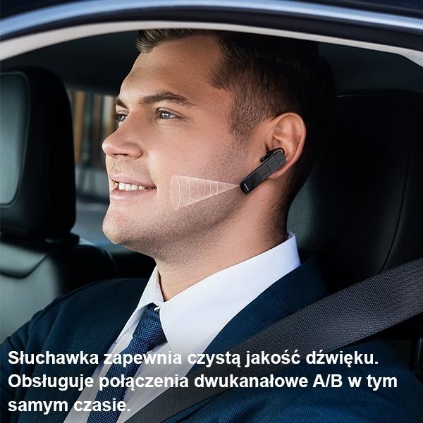 Actual product image Usams Sluchawka Bluetooth 5.0 BT2 czarnyblack BHUBT201 USAMS-BT2 (Wireless, USB-C)