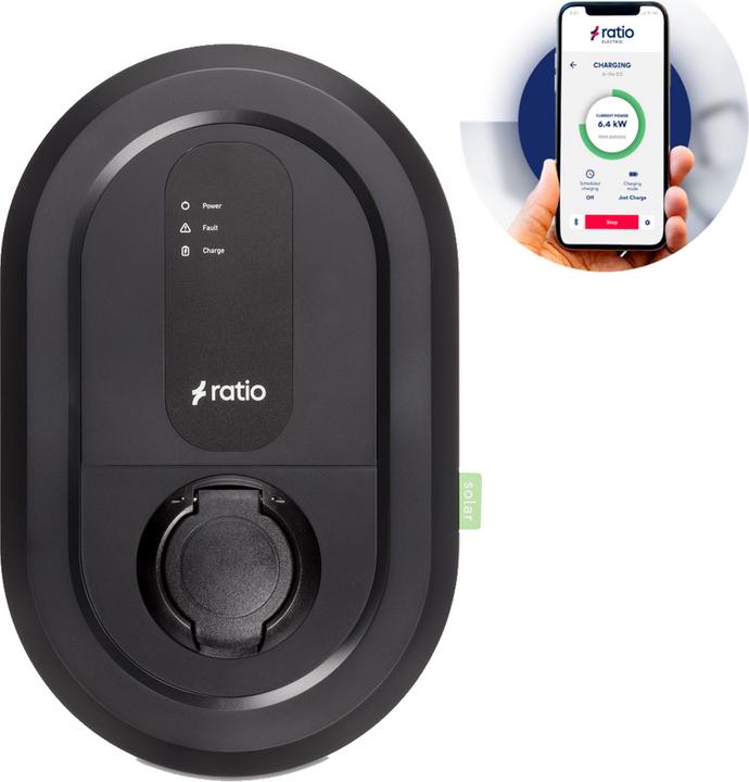 Ratio Electric Ratio Solar 11-22kW, type 2 socket, WLAN/LAN/BT (Type 2, 22 kW, 32 A, Hard wired)