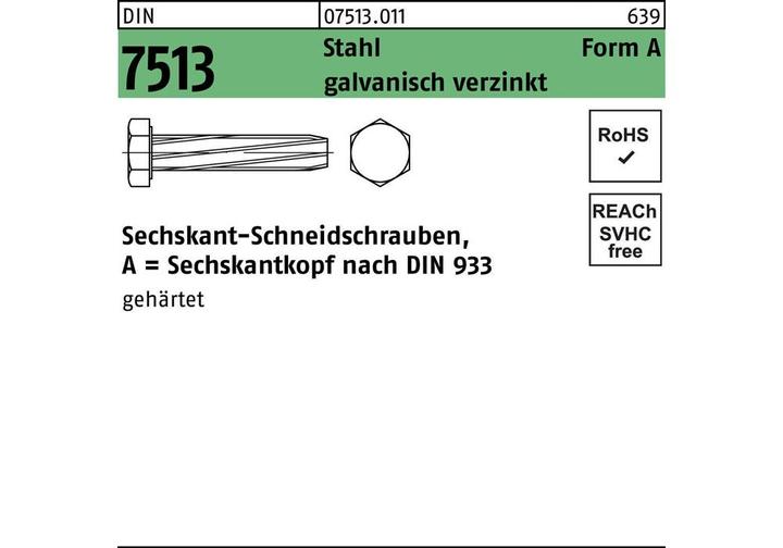 Produktbild Gewindeschneidschraube DIN 7513 Form A m.Sechskant AM 4 x 12 Stahl galvanisch verzinkt (1000 Schrauben pro Stück)