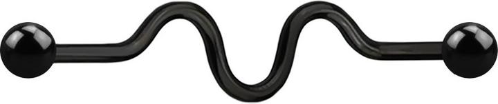 Produktbild Star Piercing Barbell schwarz zig zag mit zwei Kugeln (ohne Messing, Chirurgenstahl 316L)