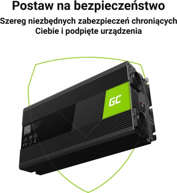 Productafbeelding GreenCell Omvormer 12V naar 230V zuivere sinus 1500W