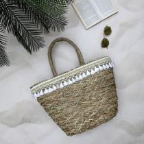 Image du produit Jet Lag sac de plage en jonc de mer pompons 51x29cm