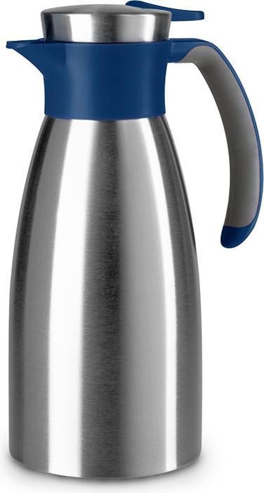 Emsa Isolierkanne SOFT GRIP, 1,0 Liter, Edelstahl / blau Einhandbedienung durch Quick-Tip-Verschluss, 100 (1 l)