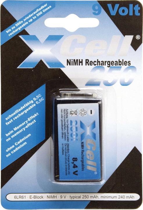 Actual product image XCell 9v block battery 250mah nimh (9 V, 250 mAh)