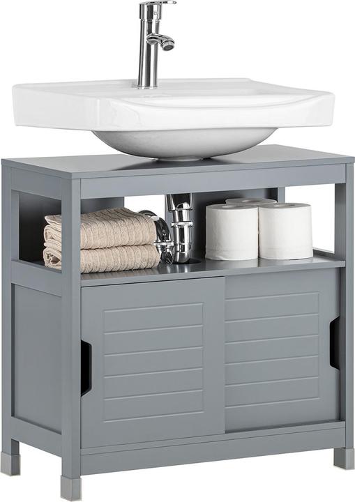 Produktbild SoBuy Waschbeckenunterschrank stahlgrau (60 x 30 x 61 cm)