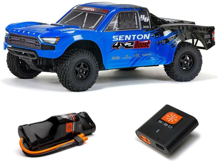 Arrma Short Course Truck Senton 4x2 Boost Mega, bleu RTR, 1:10 (RTR Prêt à fonctionner)