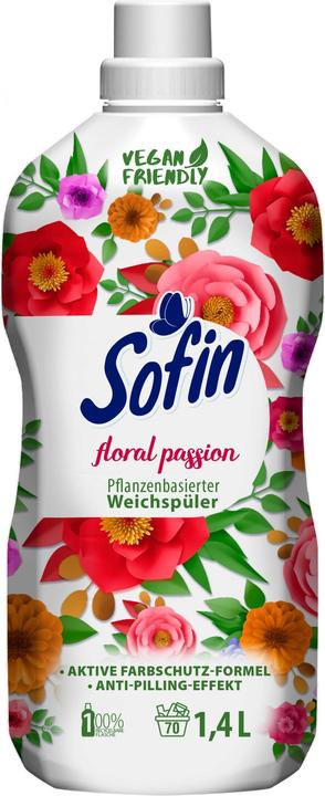 Actual product image Sofin vegan fabric softener floral passion (70 Washing cycles, Liquid detergent)