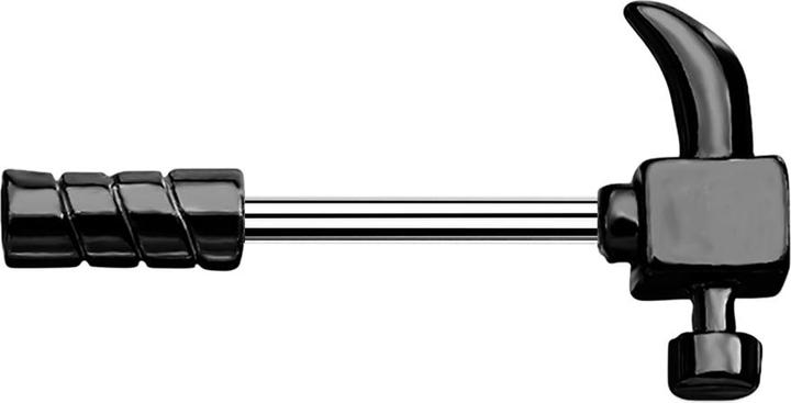 Star Piercing Micro Barbell Hammer schwarz (Messing, Chirurgenstahl 316L)