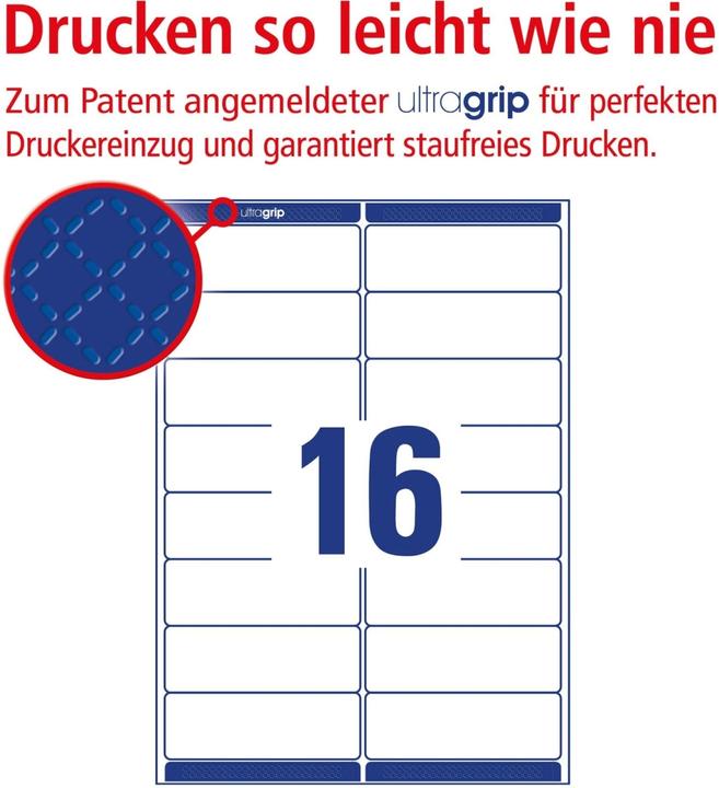 Produktbild Avery Adressetiketten 99.1x33.9mm L7162-100 weiss 1600 Stk./100 Blatt