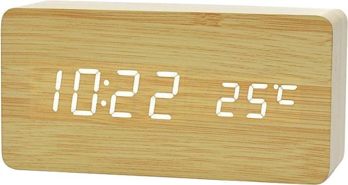 Produktbild JTI Digitaler LED-Wecker mit Holzdesign - Holz / Weiss