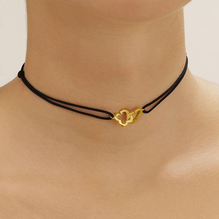 Actual product image Charles Garnier PASSION Intertwined Heart and Clover Choker in Golden Silver