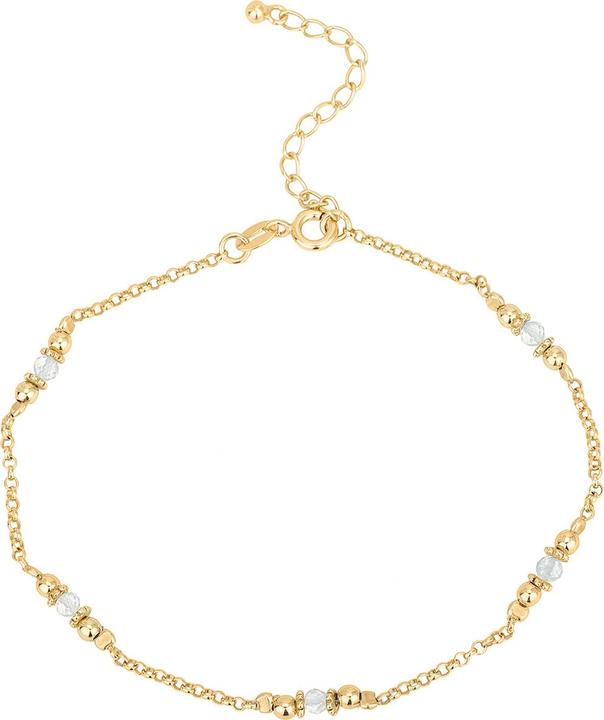 Leyda Fusskette Mondstein (Stein, Silber 925, vergoldet 750 / 18 K Gold, 26 cm)