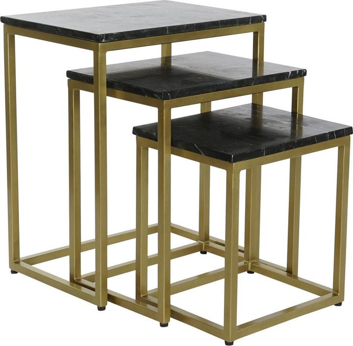 Productafbeelding DKD Home Decor Set of 3 tables Black Golden 50 x 35 x 60 cm