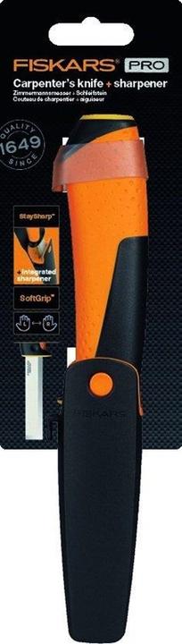 Produktbild Fiskars Zimmermannsmesser inklusive Holster mit integriertem Messerschärfer, Gesamtlänge: 22,4 cm, S (27.80 cm)