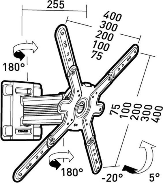 Actual product image Erard CLIFF 400TW45 swivel TV wall mount 30-65 inch (Wall, 55", 30 kg)