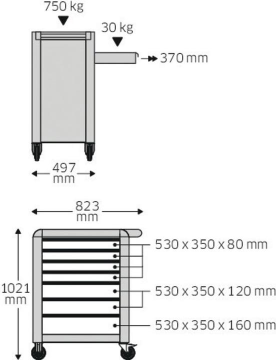 Produktbild Stahlwille Werkstattwagen 95/7 A PRO (7 x)