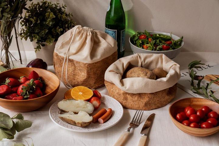 Image du produit Nuts Brotbeutel mit Kordel, Baumwolle L, cork/beige, 24 cm