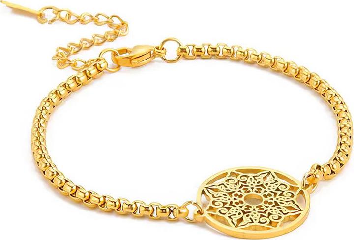 Perlstein Blume des Lebens Halskette (Metall)