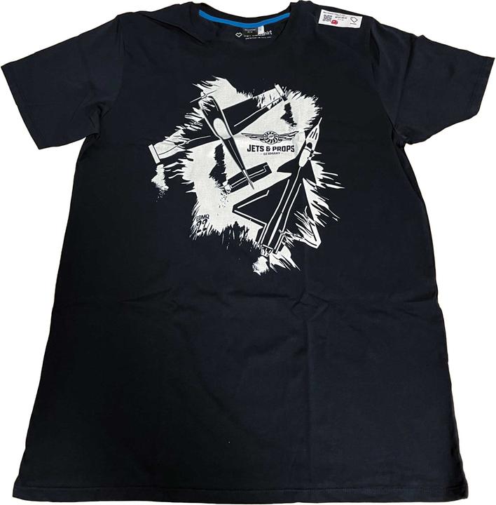 t-shirt "l" jets & props grunge big 400, premium, navy, digitaldirektdruck (L)
