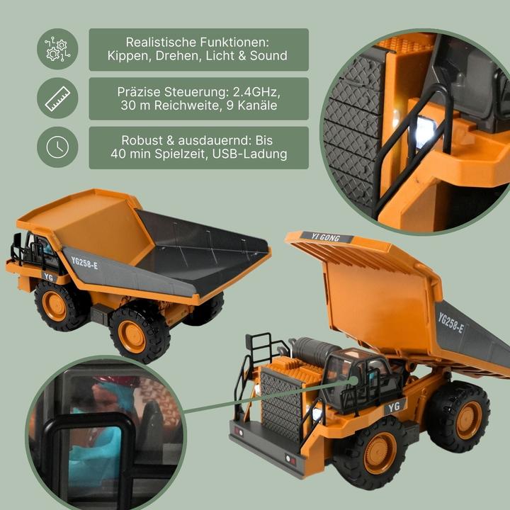 Produktbild Hermex Ferngesteuerter Muldenkipper Kipplaster Baufahrzeugmodell 1:20