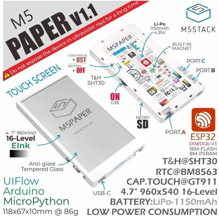 Immagine prodotto M5Stack M5Paper ESP32