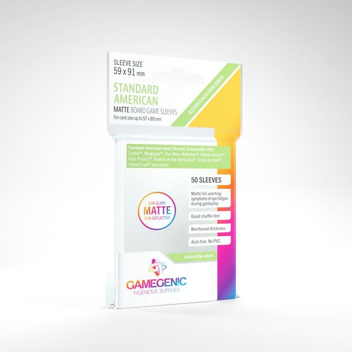 Actual product image Gamegenic GGS10066ML - Matte Standard American-Sized Boardgame Sleeves 59 x 91 mm - Clear (50 Sleeves)