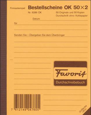 Produktbild Favorit Durchschreibebuch Bestellscheine mit Selbstdurchschreibepapier (100 x)