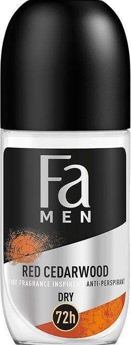 Productafbeelding Fa Antiperspirant deodorant roll-on voor mannen Rood cederhout 50ml (Rol op, 50 ml)
