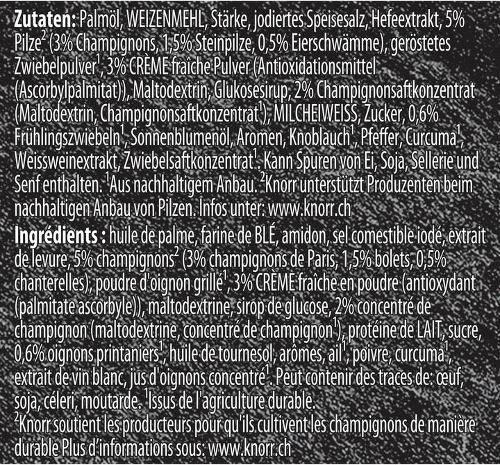 Nährwerte und Zutaten Knorr Suprême Waldpilzsuppe Beutel, Suppe mit Champignons, Steinpilze, Eierschwämme und Crème Fraîche