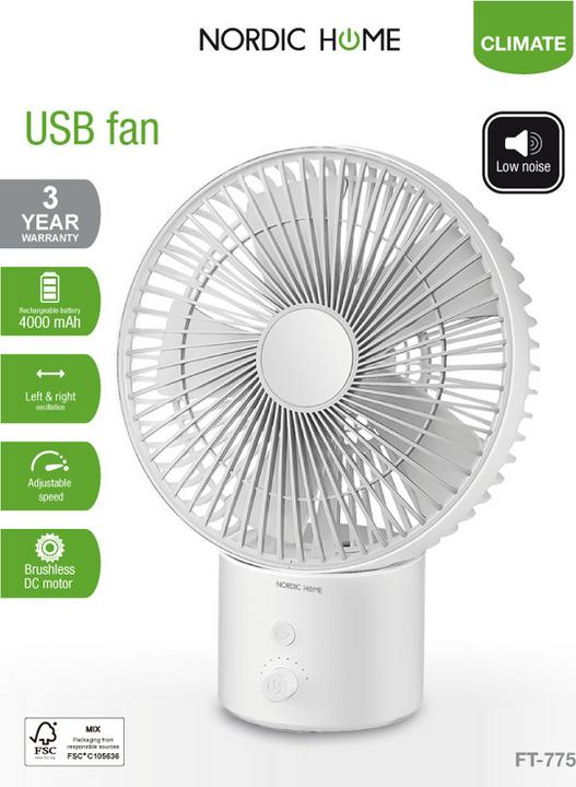 Productafbeelding Deltaco FT775 - USB ventilator (27 dB)