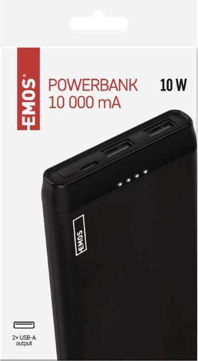 Actual product image Emos Alpha 10S powerbank, 10000 mAh, 10 W, black (10000 mAh, 10 W, 37 Wh)