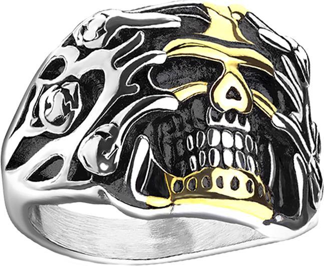 Star Piercing Ring silber Totenkopf in Rosenreben