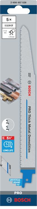 Actual product image Bosch Professional Zubehör PRO Thick Metal Demolition S1130CF blade, 1.6 x 22 x 225 mm, 5 pcs.