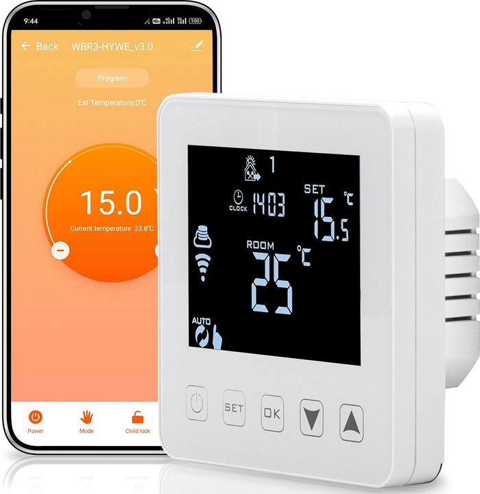 Actual product image Casativo WLAN thermostat for underfloor heating, control via app, Siri, Alexa & GA, set of 4