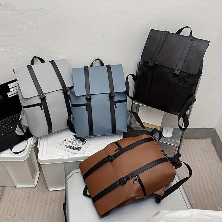 Immagine prodotto Only-Bags.Store Zaino in pelle PU, zaino impermeabile per la scuola, zaino monocolore per uomini e donne