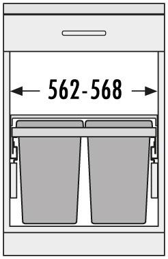 Actual product image Hailo Waste bin 3610681 Cargo-Soft waste bin 3 compartment built-in waste bin pull-out 30L light grey (40 l)