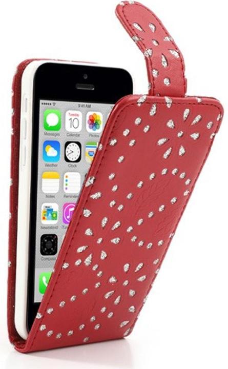 Produktbild König Design Schutzhülle Handy Case für Handy Apple iPhone 5c Strass Rot (Apple iPhone 5c)